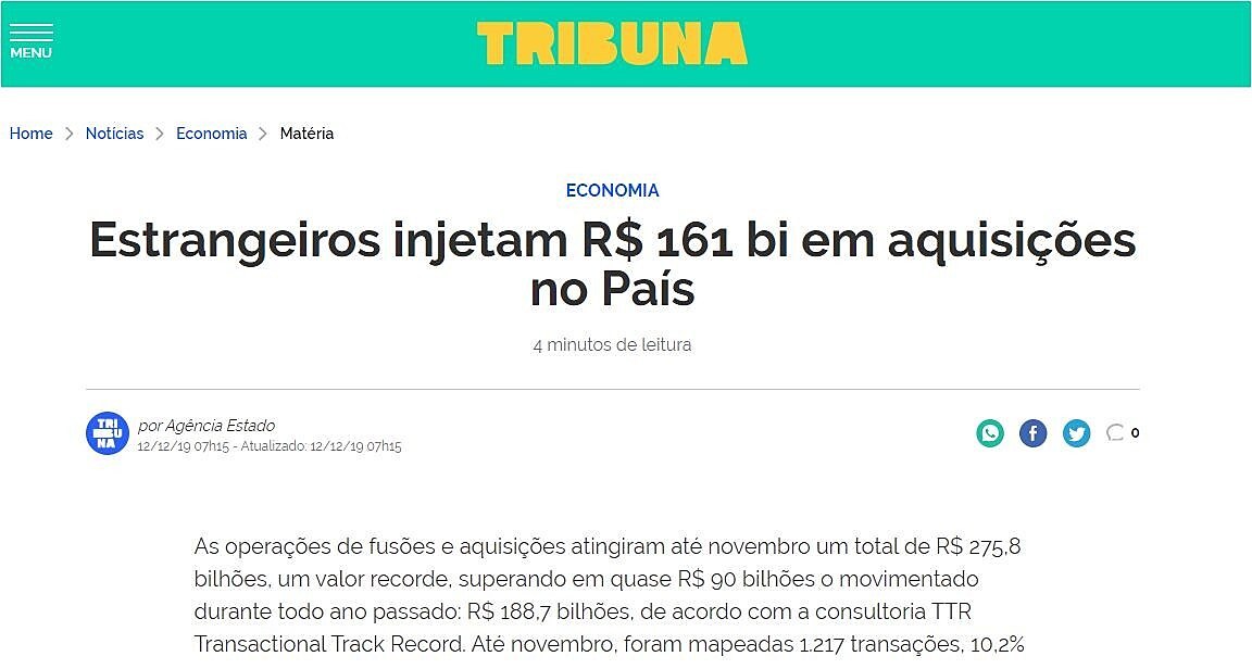 Estrangeiros injetam R$ 161 bi em aquisies no Pas